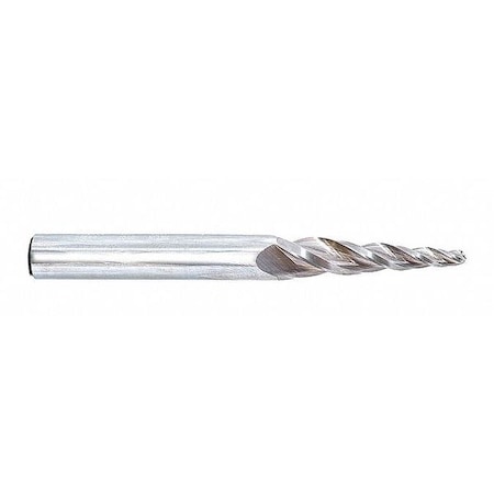 Carbide Taper End Mill, Ball, 1/4x1-1/4, Number Of Flutes: 3