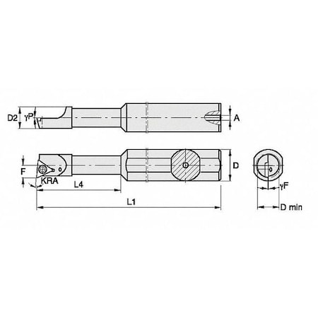Indexable Boring Bar, QSBI37550018755R, 3-3/4 In L, High Speed Steel, Triangle Insert Shape
