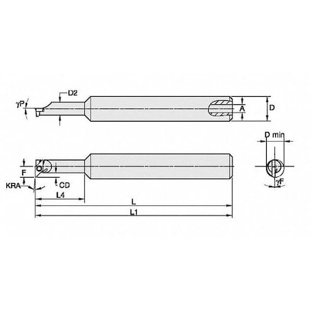 Indexable Boring Bar, CSPI3125001255R, 4 In L, High Speed Steel, 45 Degrees  Diamond Insert Shape