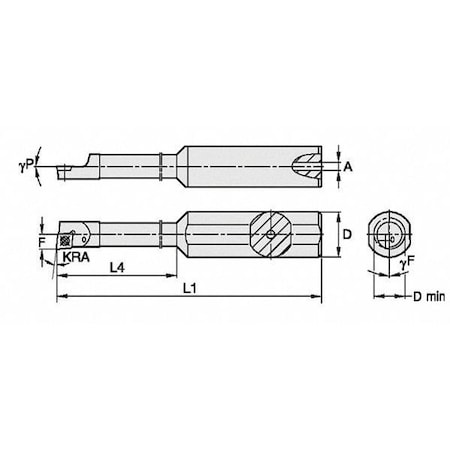 Indexable Boring Bar, CCBI2505001255R, 2-3/4 In L, Carbide, 80 Degrees  Diamond Insert Shape