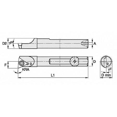 Indexable Boring Bar, SSBI62545R, 4 In L, High Speed Steel, Triangle Insert Shape