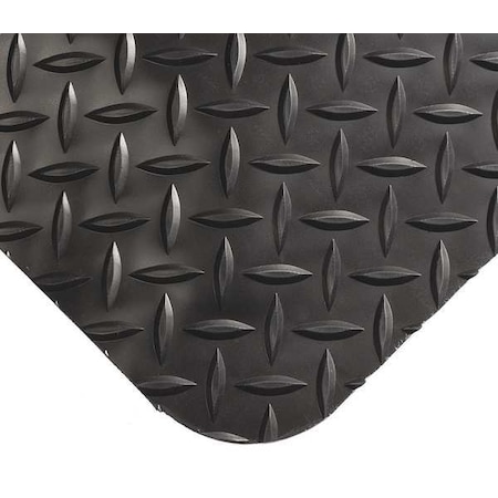 Antifatigue Mat, Black, 5 Ft. L X 3 Ft. W, PVC Sponge, Diamond Plate Surface Pattern, 1/2 Thick