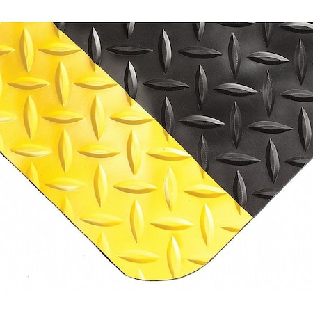 Antifatigue Mat, Black/Yellow, 7 Ft. L X 2 Ft. W, PVC Surface With PVC Sponge, 15/16 Thick