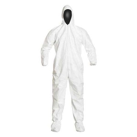 Collared Disposable Coveralls, 25 PK, White, High Density Spunbond Polyethylene, Zipper