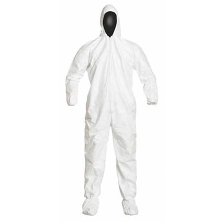 Hooded Disposable Coveralls, 25 PK, White, High Density Spunbond Polyethylene, Zipper