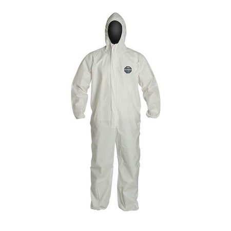 Hooded Disposable Coveralls,2XL,25 PK,White,Microporous Film Laminate,Zipper