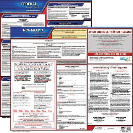 Labor Law Poster,Fed/STA,NM,SP,20inH,1yr