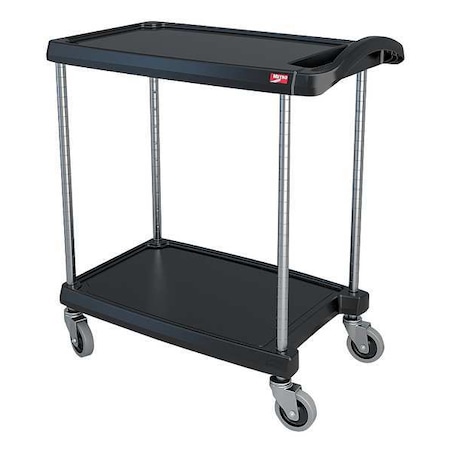 Polymer (Shelf) Utility Cart With Lipped Plastic Shelves, Flat, 2 Shelves, 300 Lb