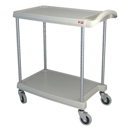 Polymer (Shelf) Utility Cart With Lipped Plastic Shelves, Flat, 2 Shelves, 300 Lb
