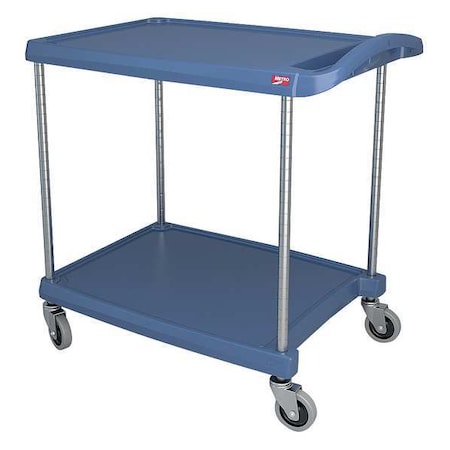 Polymer (Shelf) Utility Cart With Antimicrobial Lipped Plastic Shelves, Flat, 2 Shelves, 300 Lb