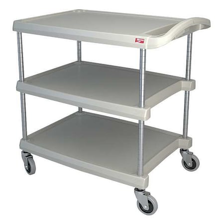 Polymer (Shelf) Utility Cart With Lipped Plastic Shelves, Flat, 3 Shelves, 400 Lb
