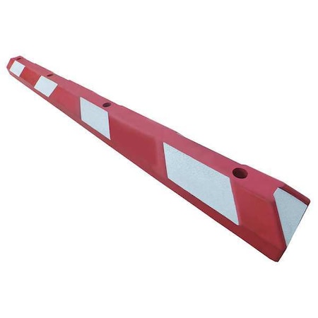 Parking Curb, Rubber, 4 In H, 6 Ft L, 6 In W, Red/white