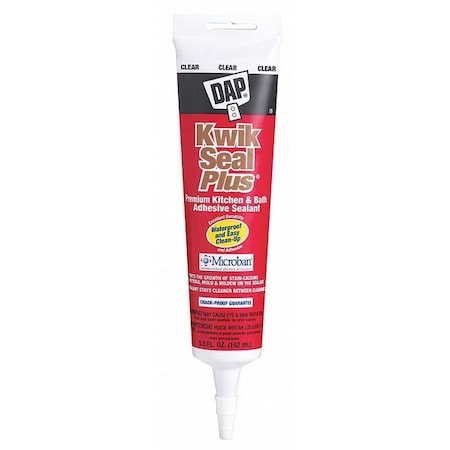 Kitchen & Bath Caulk, 5.5 Oz, Tube, Clear, Acrylic Polymer Base