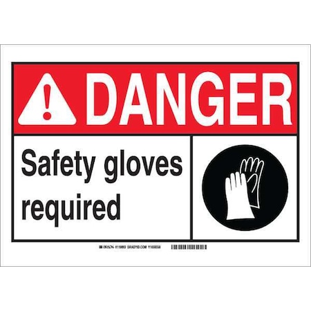Danger Sign, 7Hx10W, Glow Plastic, Header Background Color: Black, Red