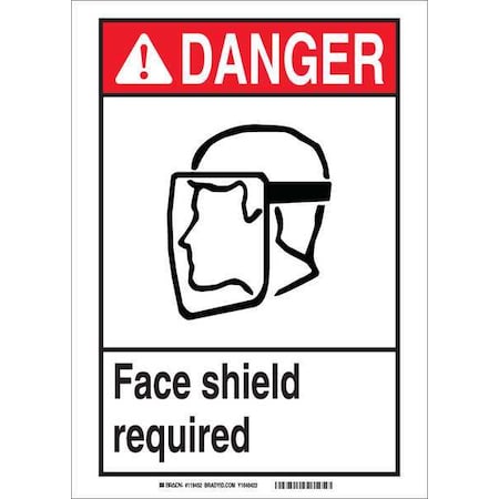 Danger Sign, 10Hx7W, Aluminum, Sign Background Color: White