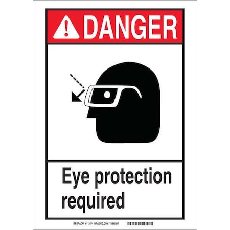 Danger Sign, 7Hx5W, Sticking Poly, Width: 7, 119373