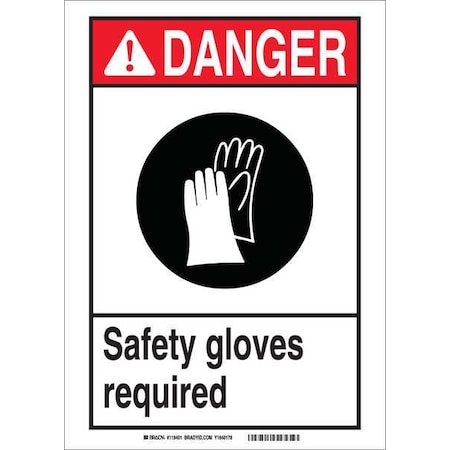 Danger Sign, 10Hx7W, Aluminum, Sign Mounting Style: With Mounting Holes