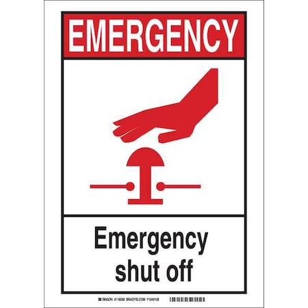 Fire Emergency Sign, 10X14, Plastic, Header Background Color: Red, 119265