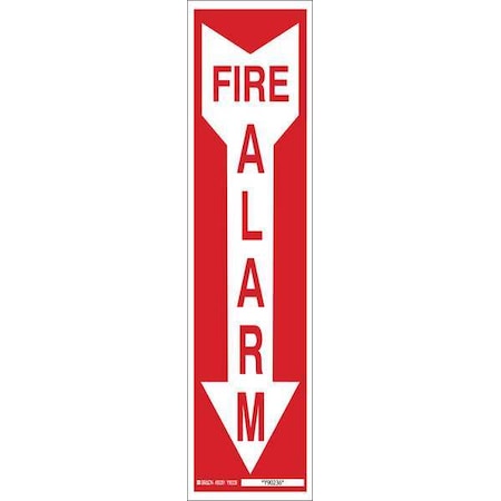 Fire Alarm Sign,3-1/2X14 ,Wht/Red