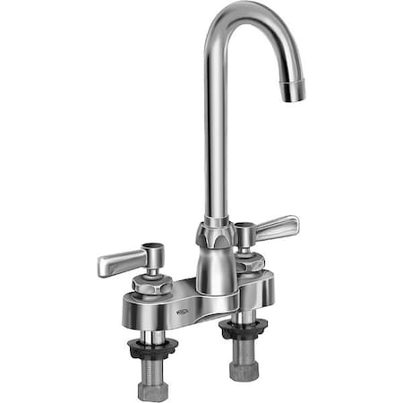 Lever Handle 4 Mount, 2 Hole Gooseneck Bathroom Faucet, Polished Chrome