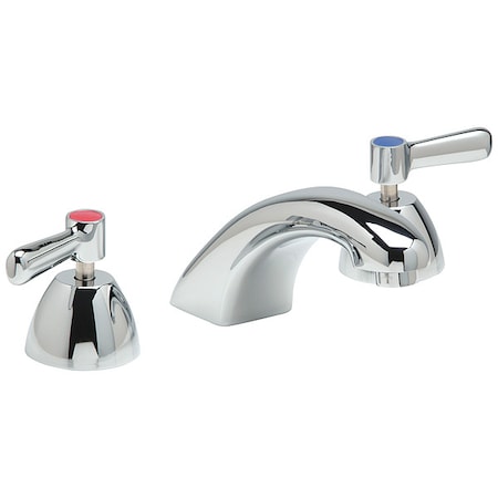Lever Handle 8 Mount, 3 Hole Low Arc Bathroom Faucet, Polished Chrome