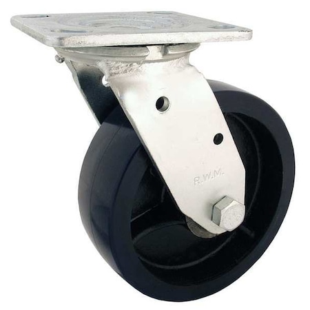 Swivel Plate Caster,Rubber,6 In.,820 Lb.