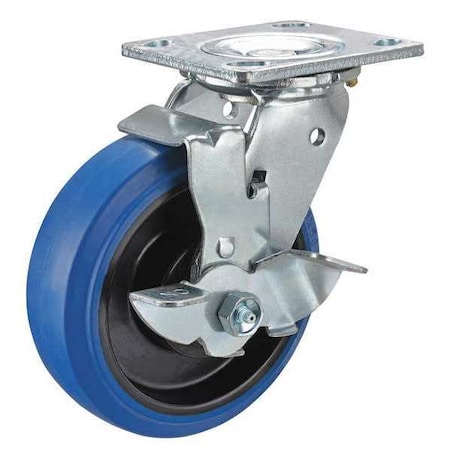 Swivel Plate Caster,Rubber,6 In.,600 Lb.