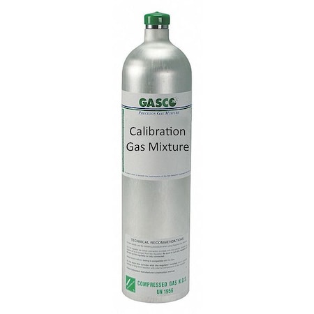 Calibration Gas, Air, Nitrogen Dioxide, 58 L, C-10 Connection, +/-5% Accuracy, 500 Psi Max. Pressure