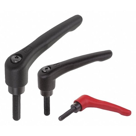 Adjustable Handle, Steel, Size: 2 M10X40, Red RAL 3003 Powder Coated, Comp: Black Oxidized