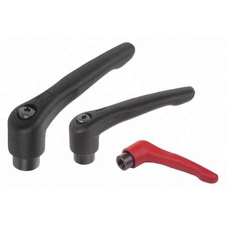 Adjustable Handle, Steel, Size: 1 10-32, Red RAL 3003 Powder Coated, Comp: Black Oxidized