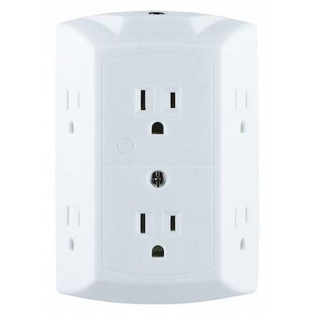 Tap,Grounded,6-Outlet,White