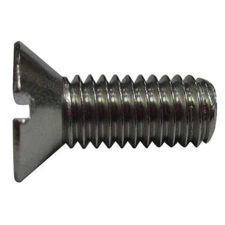 #10-32 X 1/2 In Slotted Flat Machine Screw, Plain 18-8 Stainless Steel, 100 PK