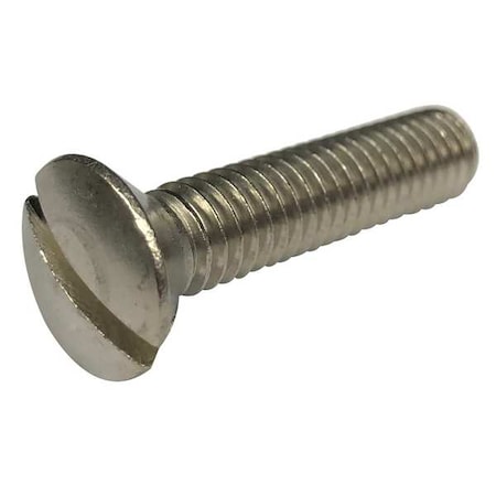 #6-32 X 3/8 In Slotted Oval Machine Screw, Plain 18-8 Stainless Steel, 100 PK