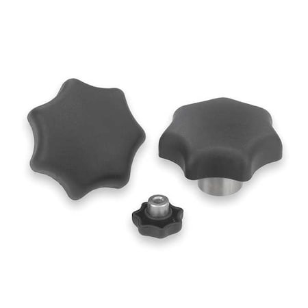 Star Grip With Steel Bushing, D=M12, D1= 63, H=37, Form: K, Tapped Blind Hole, Thermoplastic Black