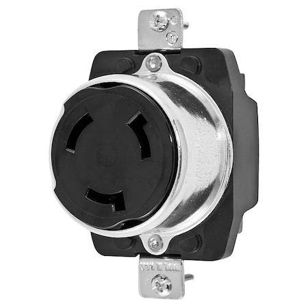 50A Twist-Lock Receptacle 3P 4W 600VAC/250VDC BK