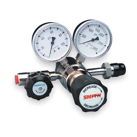 High Purity Gas Regulator, Two Stage, CGA-330, 0 To 100 Psi, Use With: Corrosive