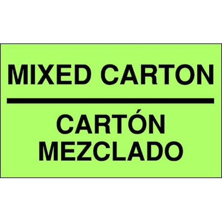 3 X 5 Adhesive Back Bilingual Shipping Labels, Mixed Carton/Carton Mezclado, Pk500