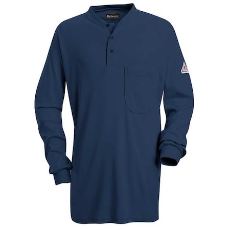 Flame Resistant Henley Shirt, Navy, Cotton, LT