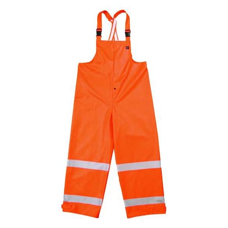 Arc Flash Rain Bib Overall, Orange, Polyurethane/Excel, L