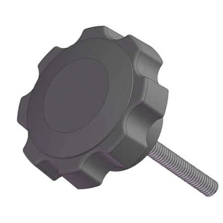 Fluted Knob With Screw, 5/16-18 Thread Size, 1.00L, Steel