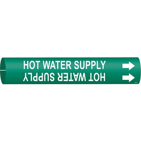 Pipe Marker,Hot Water Supply,Gn,4 To6 In