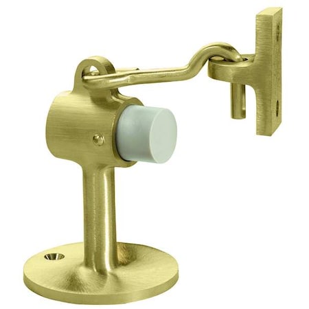 Hook-Style Door Holder, Cast Brass, Gold, 3-3/4H X 1-3/4W