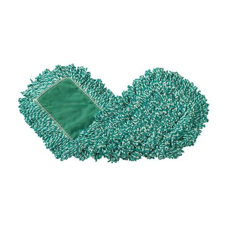 24 In L Dust Mop, Slide On Connection, Looped-End, Green, Microfiber