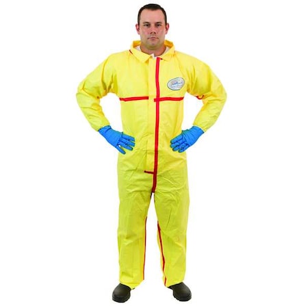 Collared Chemical Resistant Coveralls, Yellow, Zipper