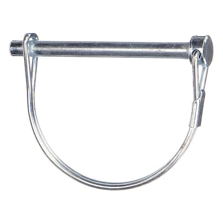 Safety Pin, Low Carbon Steel, Not Graded, Zinc Plated, 1/4 In Pin Dia, 1 3/4 In Usbl L, 2 1/4 In L, 5 PK