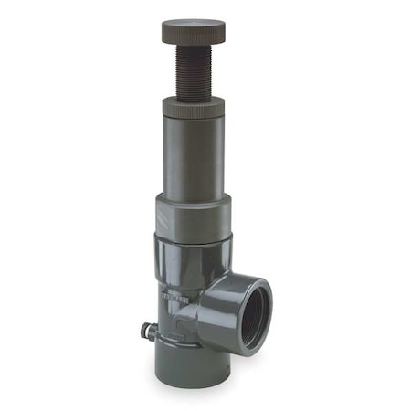 Relief Valve, 3/4, PVC/EPDM, Adjustable 5-75 Psi, Threaded