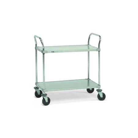 Steel Utility Cart With Flush Metal Shelves, (2) Raised, 2 Shelves, 600 Lb