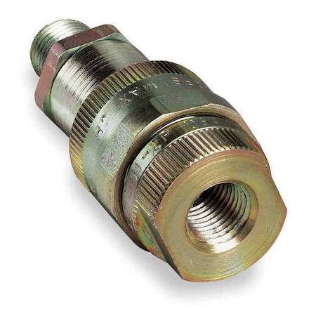 Hydraulic Quick Connect Hose Coupling, Steel Body, Thread-to-Connect Lock, 1/4-18 Thread Size