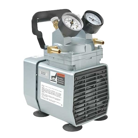 Compressor/Vacuum Pump, 1/8 Hp, 115V AC, 25.5 In H Max Vacuum, 60 Psi Max Continuous Pressure