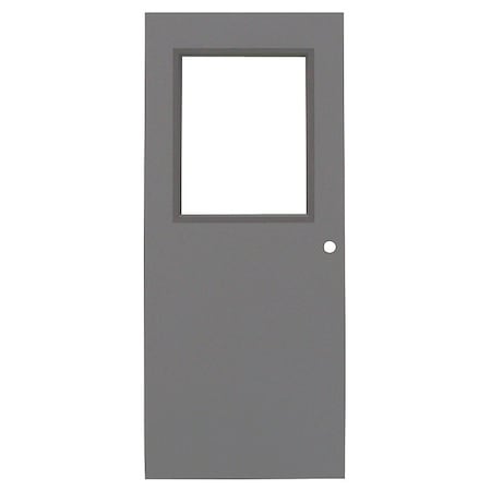 Half Glass Hollow Steel  Door, 80 In H, 32 In W, 1 3/4 In Thick, 16-gauge, Type: 2